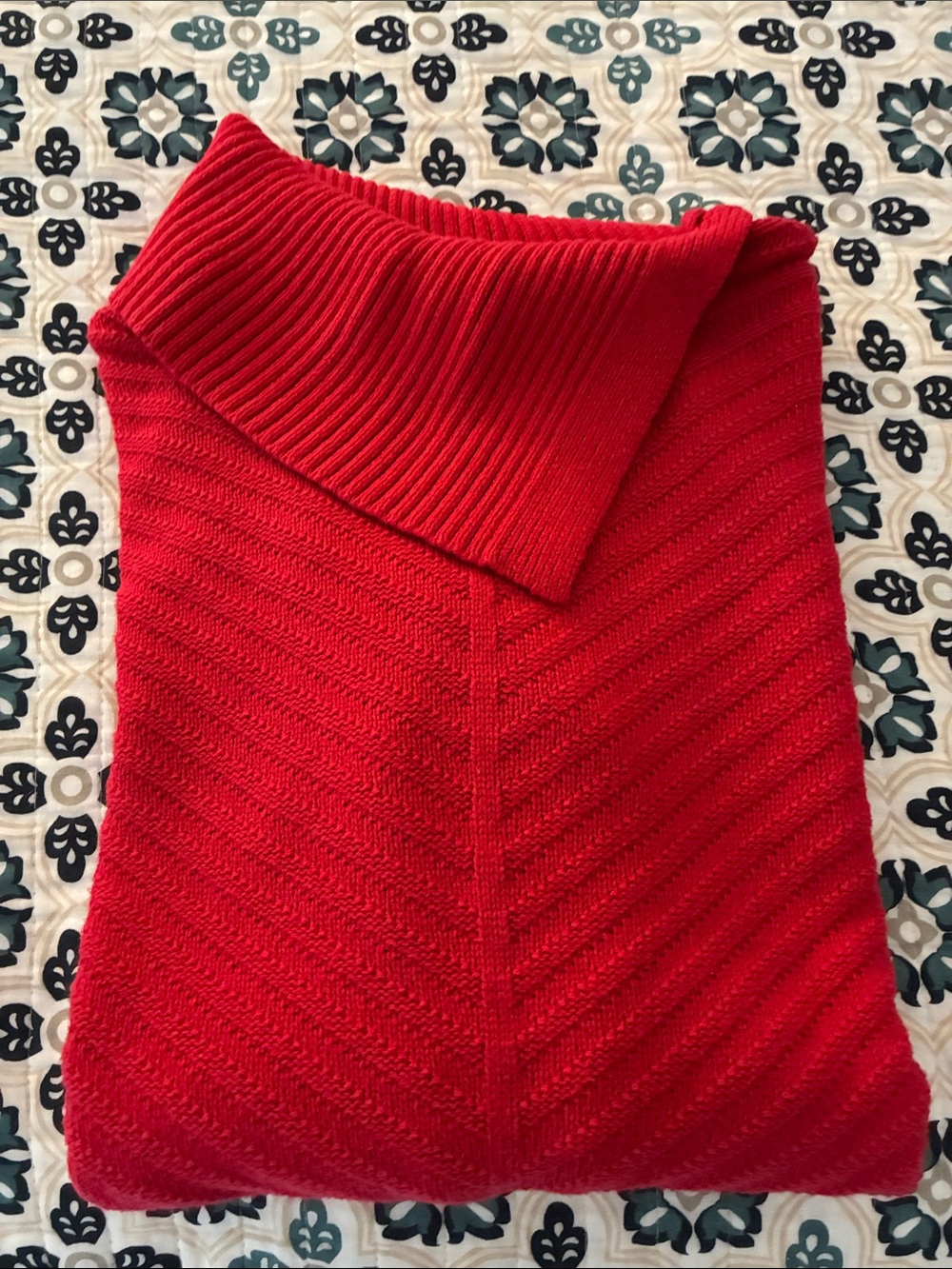 Red Style & Co Knit Sweater with Asymmetrical Cowl Neckline, Size Small